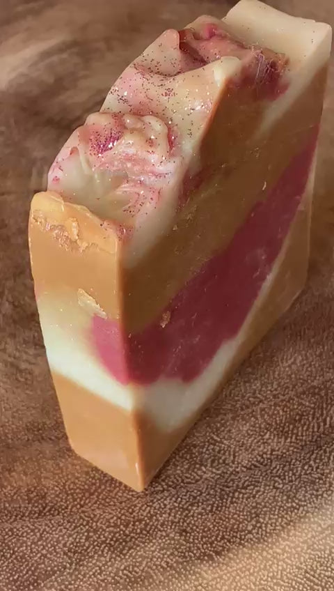 A video of nurture soaps cranberry and orange soap.